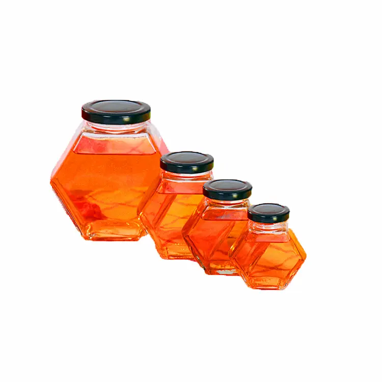 Custom 100ml 380ml 730ml Honey Jars Jelly Jam Cheap Hexagon Glass Honey Jar for Honey