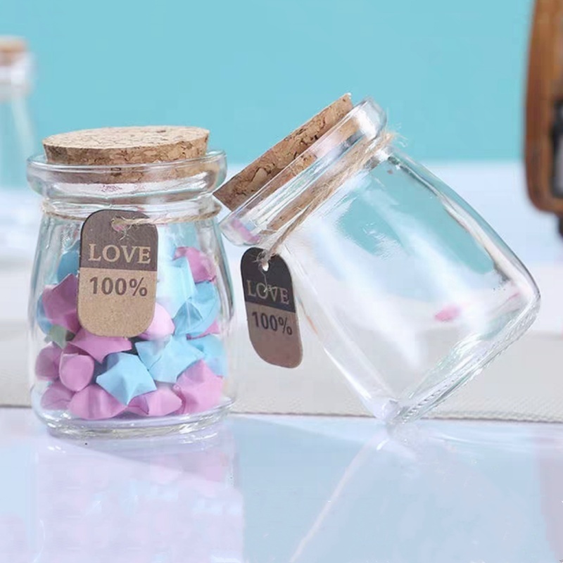 Hot Sales Stock Pudding Yogurt Glass Jars 100ml 150ml 200ml With Plastic or Cork or Screw Tinplate Lid