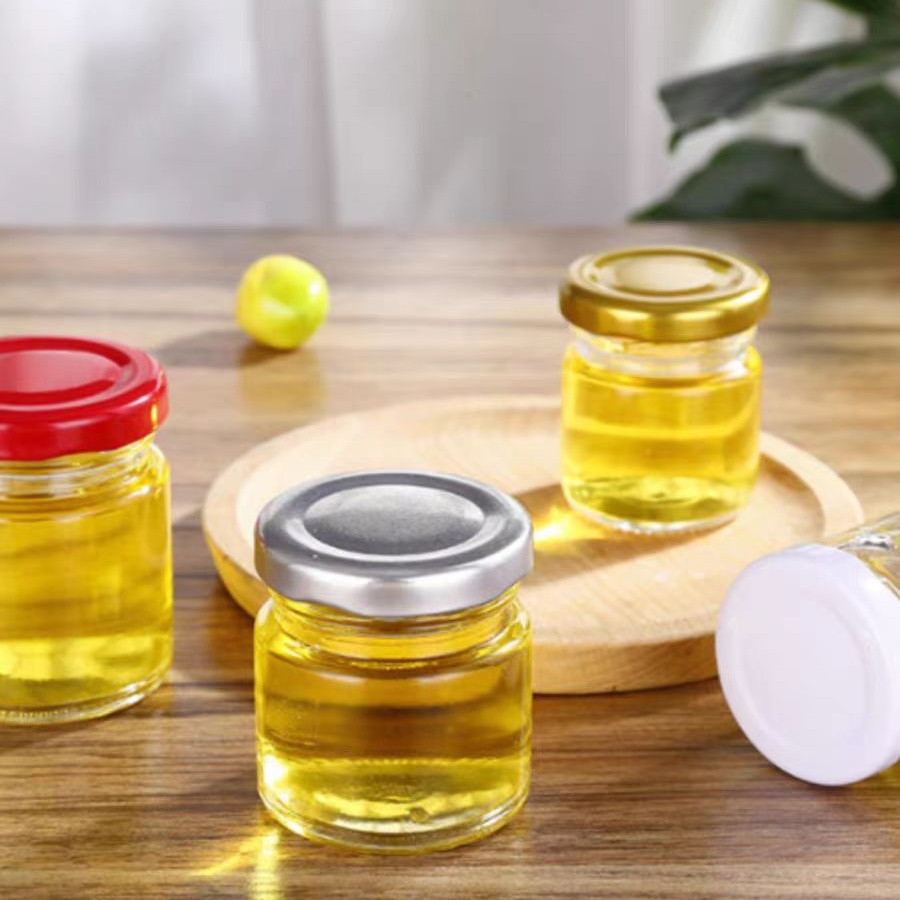 Mini Honey Jar Recyclable 25ml 35ml 45ml Honey Jam Glass Bottle for Honey Jam With Metal Lid
