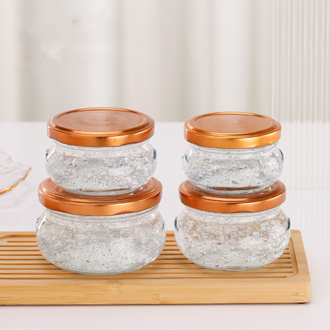 80ml 100ml 150ml 200ml  Glass Squat Bulb Jars With Lug Finish for Housing Your Jams Jellies Mustards