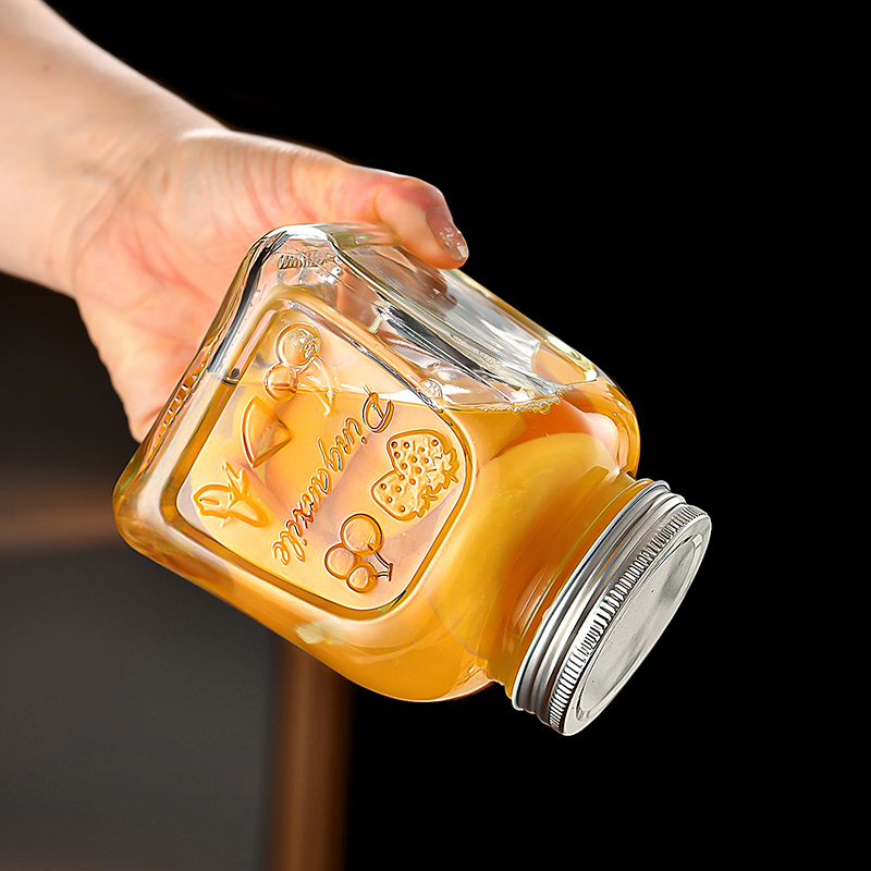 Clear 25oz Walnuts Spice Food Peanut Butter Sauce Storage Container 750ml Square Round Fruit Jam Glass Jar