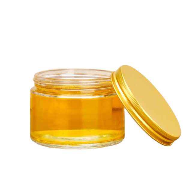 Wide Mouth Clear Straight Sided Storage Bottle 200-1000ML Glass Jar With Metal Lid or Plastic Lid