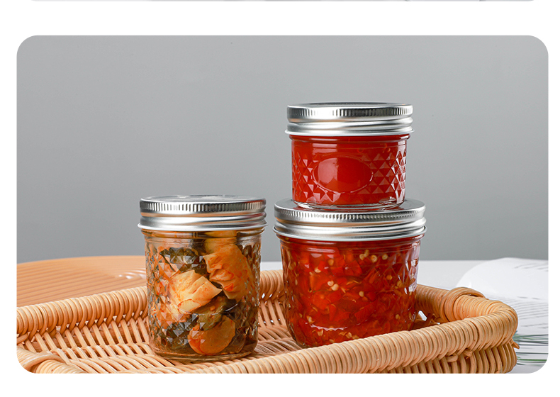 Various Size Caviar Glass Jar Wide Mouth 100ml 200ml 250ml 300ml 350ml 500ml 650ml With Metal Lid