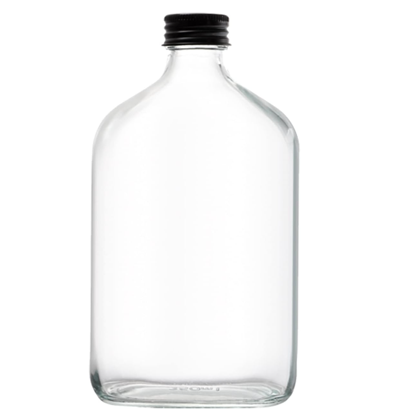 Hot Sale 100ml 200ml 350ml 500ml Flat Square Clear Cold Liquor Beverage Juice Coffee Wine Glass Flask Bottle With Aluminum Cap