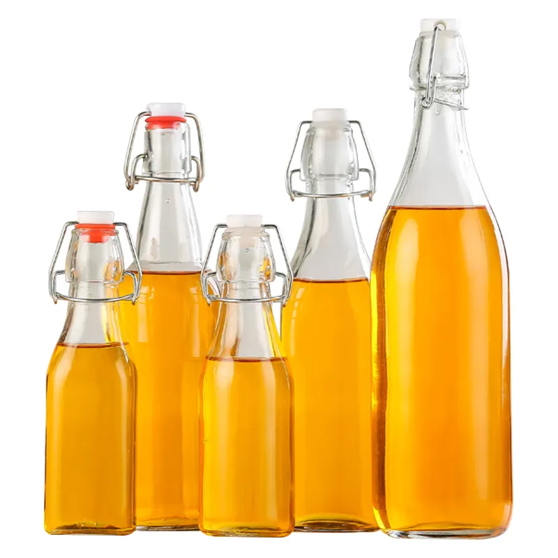Wholesale Ez Cap Swing Glass Bottle 250ml 500ml 750ml 1000ml 1l Empty Clear Glass Kombucha Bottles Glass Swing Top Bottles