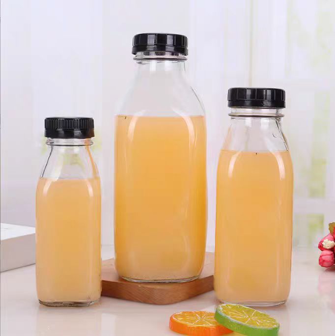 12 oz Food Grade Glass Bottles 350 ml 500 ml 300ml Glass Juice Bottles With Caps Juice Containers With Lids for Cold Beverages