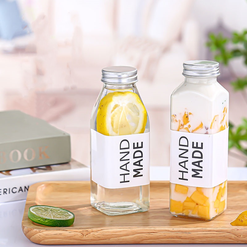 Recyclable Round Glass Juice Bottle 250ml 500ml 750ml 1000ml Drinking Beverage Glass Bottle for Juice With Cap