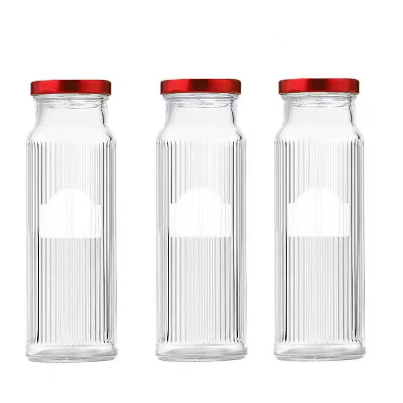 Flint Clear Cylinder Lug Lid 16 oz 500ml Beverage Juice Containers Glass Bottle for Water Lemonade Glass Bottles 500 ml