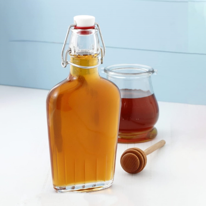 Swing Top Glass Flask 250ml 500ml Clear Glass Hip Whiskey Flask Pocket Drinking Bottles With Airtight Stopper