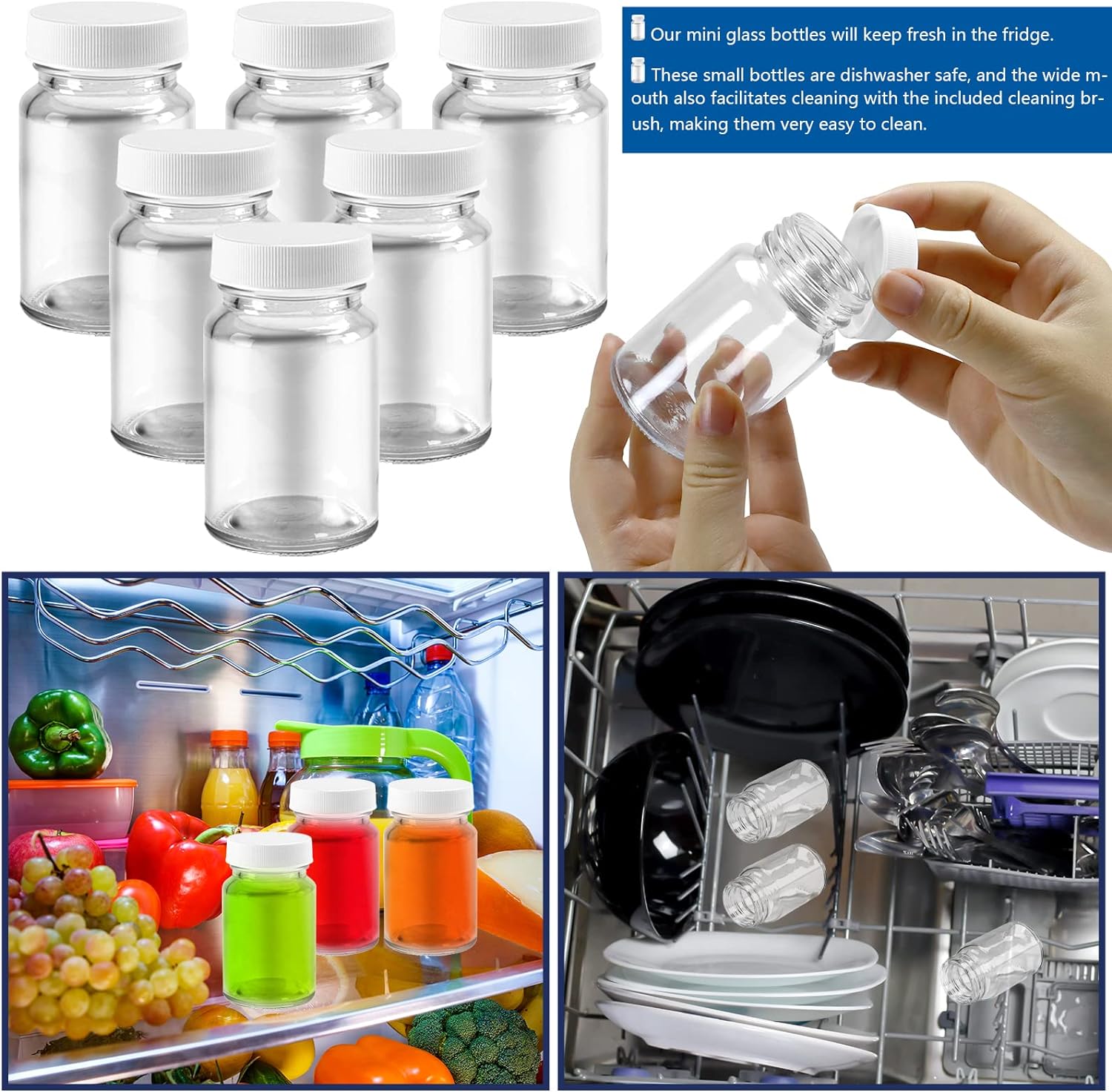 1shot Glass Bottle 2oz Small Sample Bottle 60ml Juice Glass Bottle With Aluminum Plastic Tamper Proof Lid