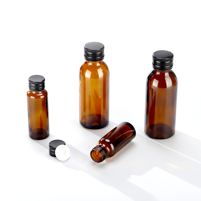 Straight Sided Tawny Dark Brown Glass Bottles 20ml 30ml 50 ml Glass Syrup Bottles With Tamper-Evident Cap