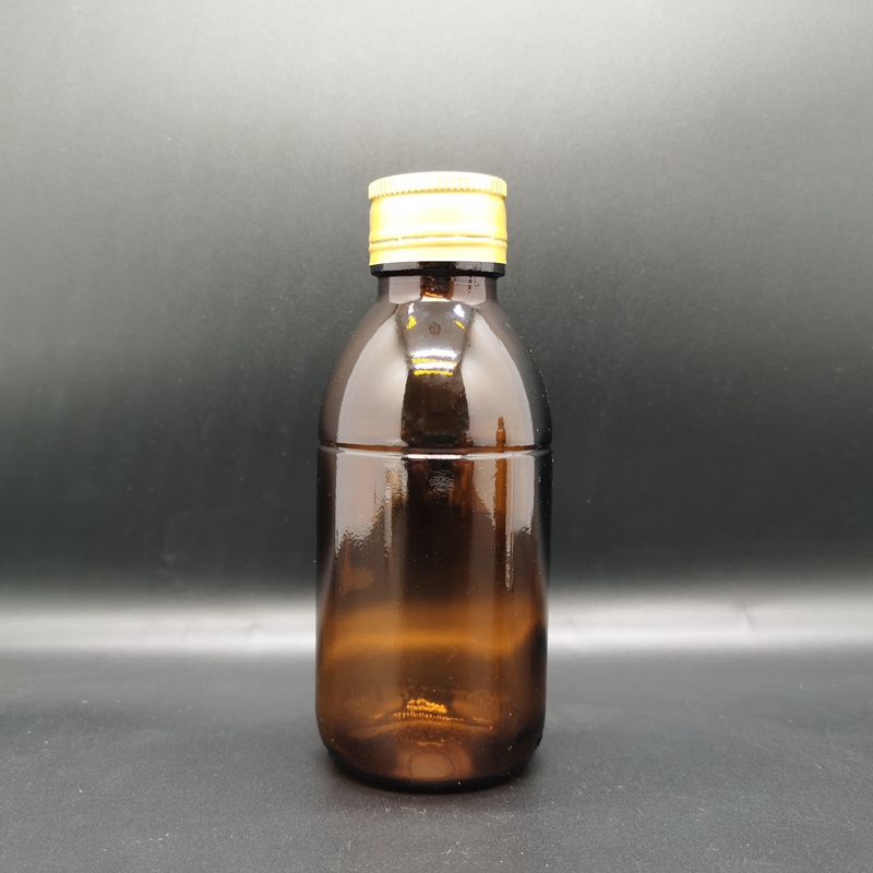 125ml Amber Glass Bottle With 100ml Read Line for Syrup, Liquid Medicine, Beverage