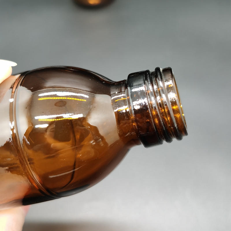 125 ml Oral Liquid Amber Unique Shape Glass Bottle Coffee Cough Syrup Dispenser Glass Bottle Maple Syrup Bottles W/Cap