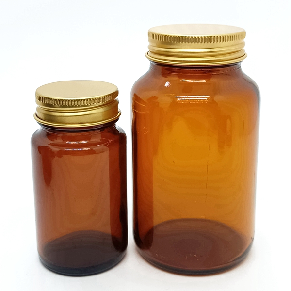OEM Wide Mouth Amber Capsule Glass Medicine Pill Packaging Bottles With Screen Printing Surface Handling