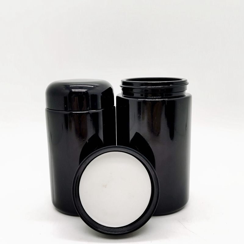 Hot Sale Large Stash Herb Violet Glass Jar 500 ML Black UV Glass Smell Proof Powders Supplement Jars With Bakelite Cap