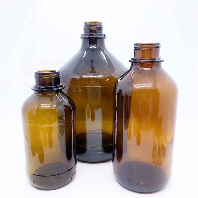 Chemicals Pharmaceutical Grade 2.5l Large Capacity Amber Brown Round Glass Bottle for Chemical Liquid