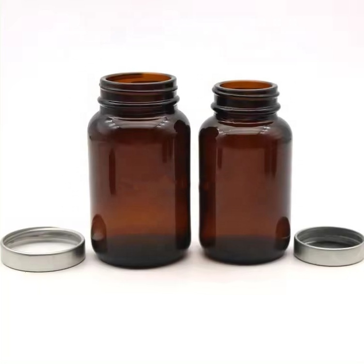 Empty Pharmaceutical 75ml 100ml 200ml 450ml 500ml 1000ml Wide Mouth Tawny Glass Bottle for Capsule Pill Tablet