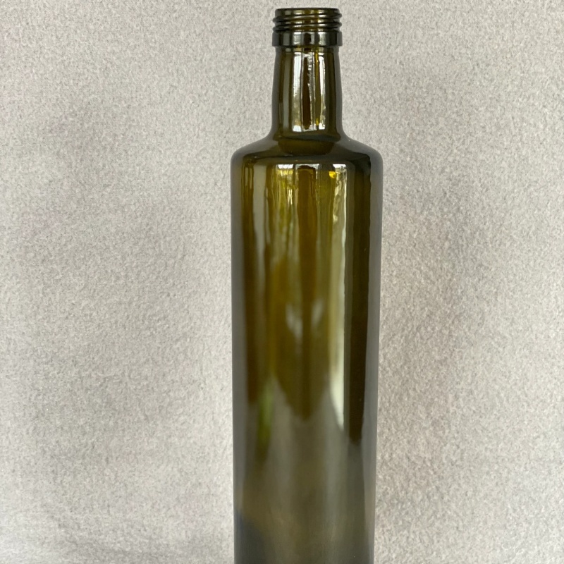 Factory Produced Luxury Dark Amber Round Empty Cooking Olive Oil Glass Bottle with Lid