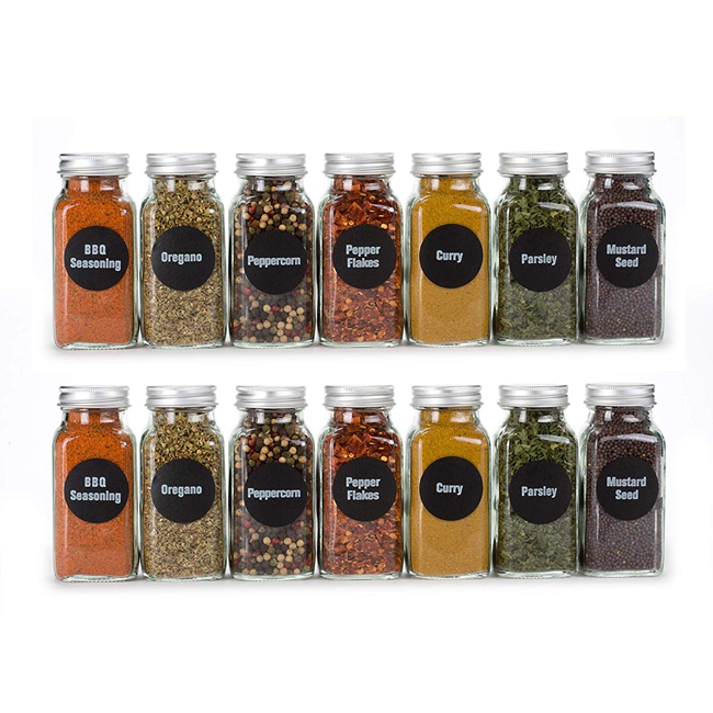 Factory Direct Square Glass Spice Jars With Airtight Metal Lids Empty Spice Containers Shaker Pot Food Condiment Labels Included