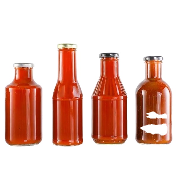 Wide Mouth Clear 12 oz 8 oz Empty Decorative Chili Glaas Bottle BBQ 500ml Hot Sauce Pepper Dressings Glass Bottles