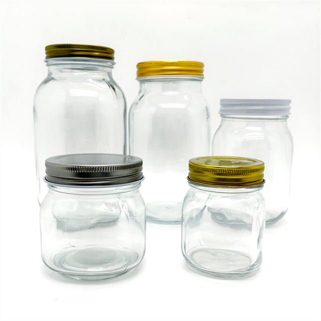 Glass Jar Supplier Wholesale Wide Mouth Glass Mason Canning Jars 4oz 8oz 16 Oz 32 Oz Glass Storage Jars With Lids for Jam Pickle