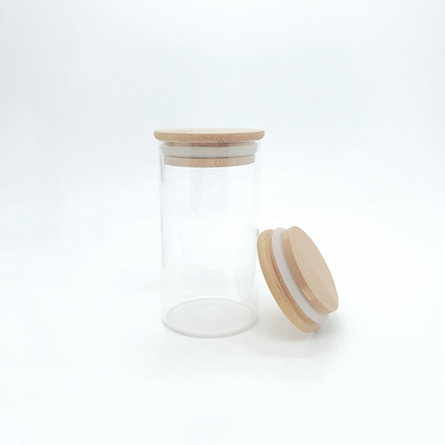 5.9oz Eco Friendly Storage Food Spice Candy Tea Glass Jar With Bamboo Lids