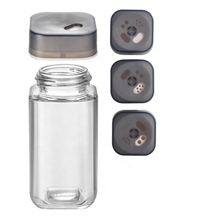 Salt Jars Glass Spice Condiments Jars Square Multifunctional Seasoning Spices Shaker