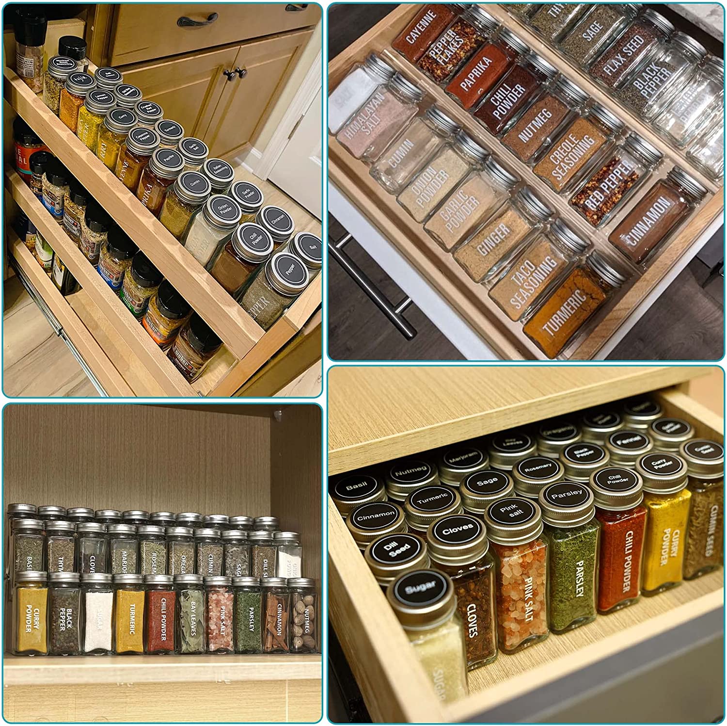 Eagle Glass Brand Hote Selling 24pcs Spice Jars With Labels Set High Quality 4oz Glass Spice Jars With Bamboo Lids Set