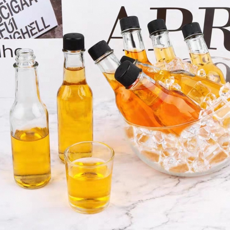 Empty Hot Sauce Soy Chili Sauce Glass Bottle Clear Packaging Bottle for Hot Tomatoes Sauce 250ml 8 oz Glass Woozy Bottles