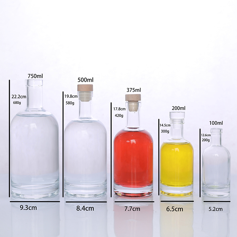 Recyclable Botella De Vidrio Luxury Crystal 375ml 500Ml 750Ml Empty Whiskey Glass Bottle Vodka Gin Liquor Clear Bottle Glass