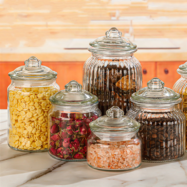 Economy Glass Bottles for Wholesale 230 ML to 650 ML Transparent Sealed Jars Household Use for Pickles and Grains Storage