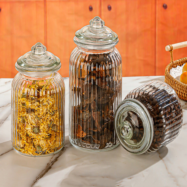 Factory High Quality Sealed Glass Storage Jars 350ml 650ml 1350ml Sizes Economy Storage Bottles Screen Printing Lid Wholesale