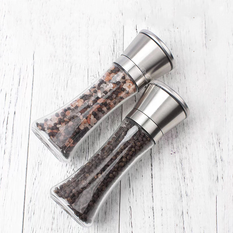 150ml 180ml Pepper Mill Grinder Stainless Steel Cap Manual Salt Pepper Glass Bottle Seasoning Kitchen Grinding for Cooking