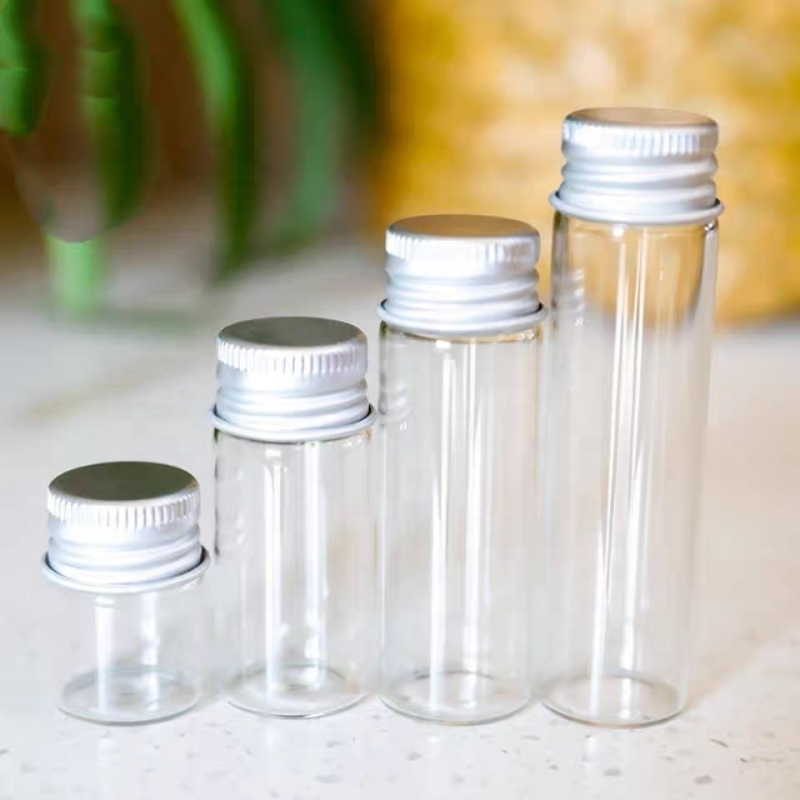 Wholesale 22mmclear Glass Message Tube Bottle Mini Reagent Tubes Borosilicate Glass Bottle With Aluminum Screw Lid