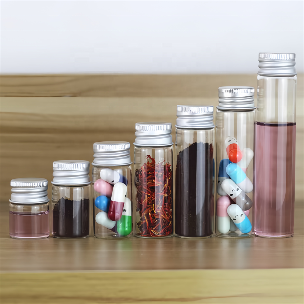 Borosilicate Clear Test Tube Glass Bottle 30ml Cheap Glass Test Clear Tube With Screw Caps Bottle With Aluminum Cap Packaging