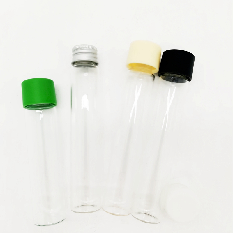 Colored 116m 120mm 150mm Smell Proof P Re Roll Packaging Glass Tube With Child Resistant Cap