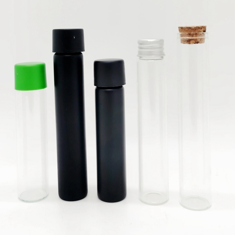 Custom 110mm 120mm High Borosilicate Child Resistant Glass P Re-Roll Test Tubes With Airtight Smell Proof Cap