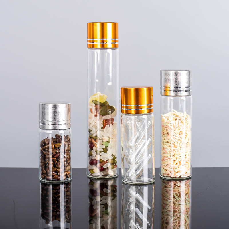 5ml -100ml Glass Test Tube Bottles Tiny Clear Glass Wishing Bottles Transparent Glass Jar With Aluminum Cap