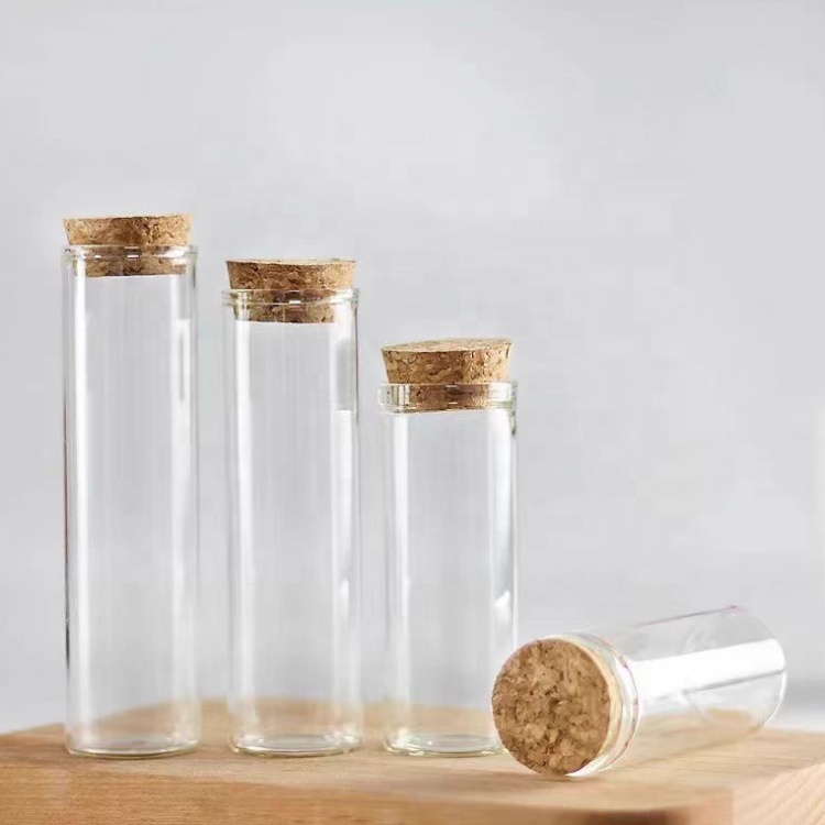 Wholesale Clear Transparent Glass Test Tubes With Bamboo Cap for Product Packaging