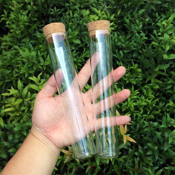Transparent Borosilicate 37mm Glass Test Tube Bottle Cork Round Straight Cylinder Bottle Scented Tea Powder Bottle in Stock