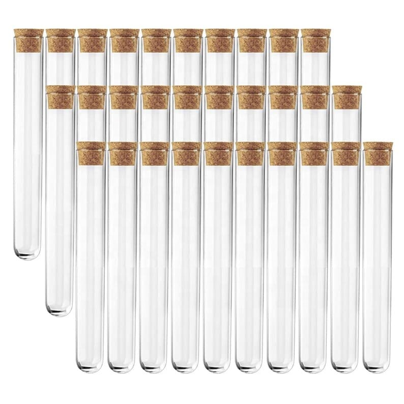 Lab and Medical Flat Bottom or Round Bottom Glass Test Tube With Cork for Packaging