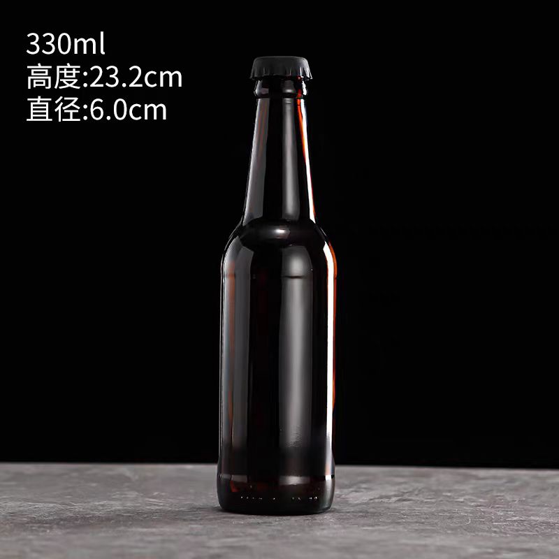 Recyclable Custom 500ml 750 ml Clear Amber Brown Green Blue Empty Beer Glass Crown Cap Bottles 330ml Amber Glass With Crown Cap