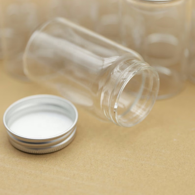 Glass Bottles 47*80mm 100ml Glass Bottles Test Tube Silver Screw Cap Storage GLASS Jars Mini Containers Transparent Vial Bottles