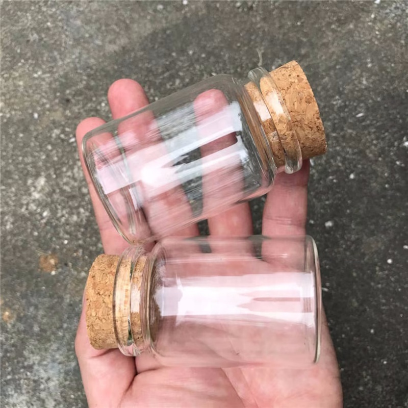 In Stock Customize Diameter 47mm 80ml Diy Cosmetic Bath Salt Tube Glass Jar/bottle With Cork or Bamboo Lids