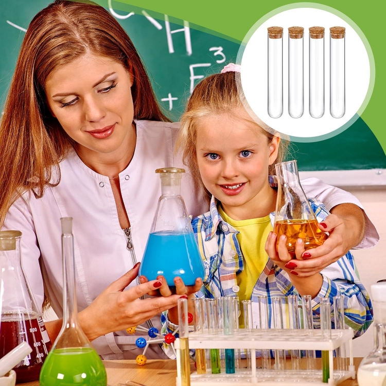 45ml Glass Test Tubes With Cork Clear Stoppers Round Bottom Lab Test Alcohol Tampons Glass Tubes Container Vials for Candy