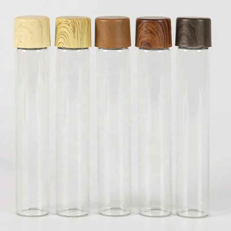 116mm 115mm Glass Test Tube With Bamboo Wood Printed Childproof Lid