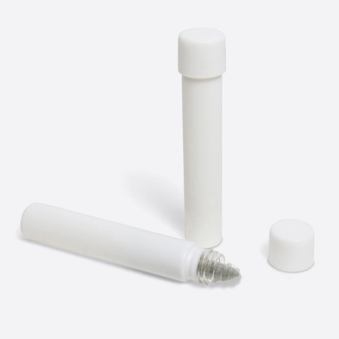 110mm 120mm  Matte Smooth Black White Bottles Glass Pre Tubes With Child-Resistant PLA Caps for Spice Powder Flower