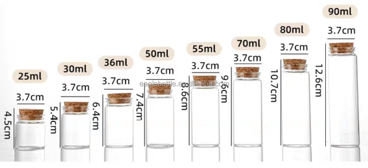 Mini Glass Bottles Clear Drifting Bottles Small Wishing Bottles With Cork Stoppers for Wedding Birthday Party Glass Jars