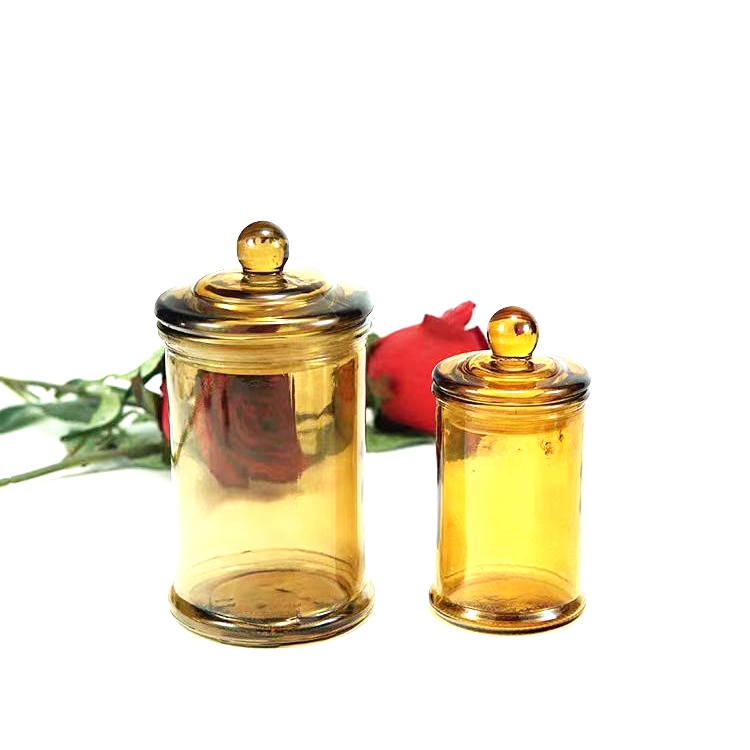 Hot Sell  Recyclable Frosted Amber Green Grey Candle Glass Jar 150ml 350ml Holder for Scented Candles With Lid