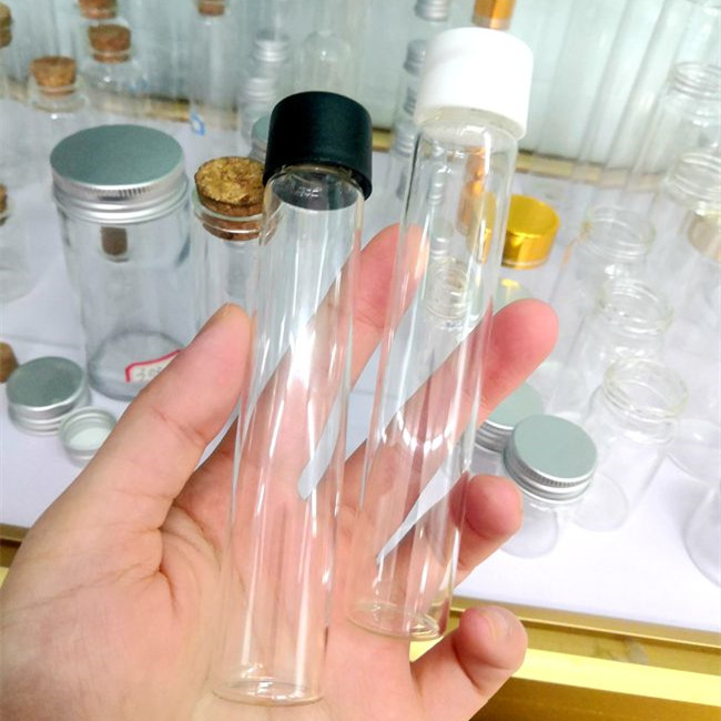 115mm Glass Roll Packaging  Airtight Glass test Tubes With Black Smooth Child Resistant Screw Cap